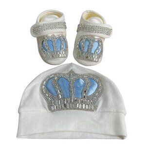 Itty Bitty Toes Newborn Rhinestone Cap and Shoes